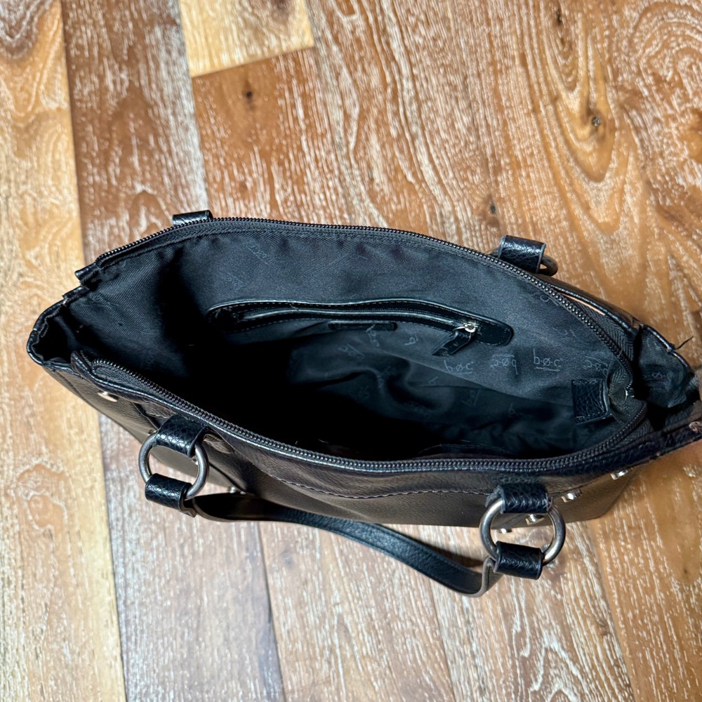 B.O.C. Black Leather Studded Bag Purse - Picture 3 of 8